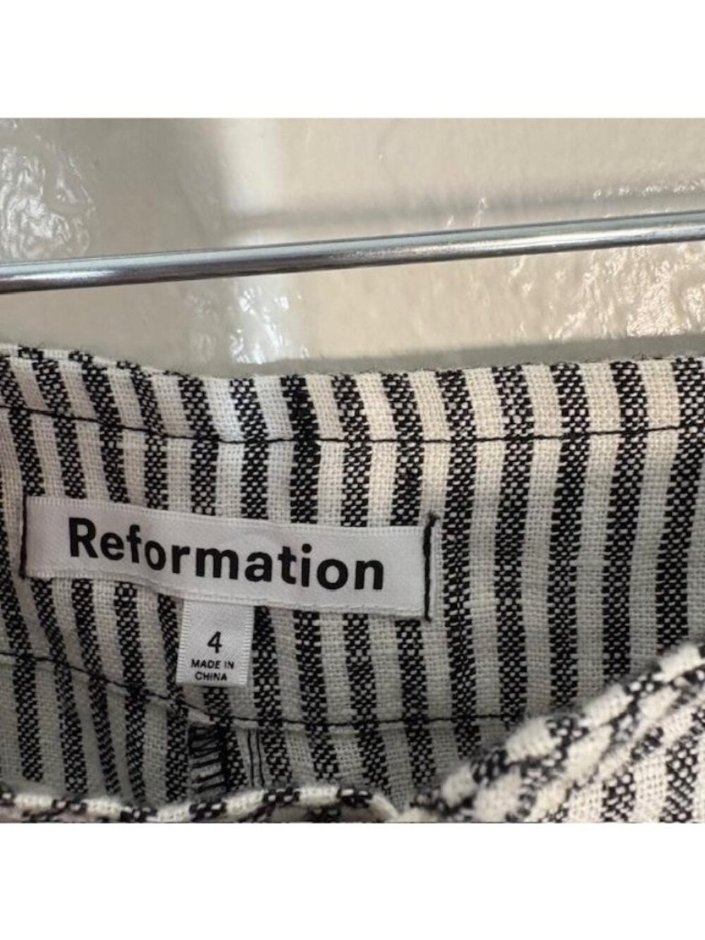 Reformation Pants Womens 4 Black White Striped High Rise Wide Linen - Picture 4 of 7